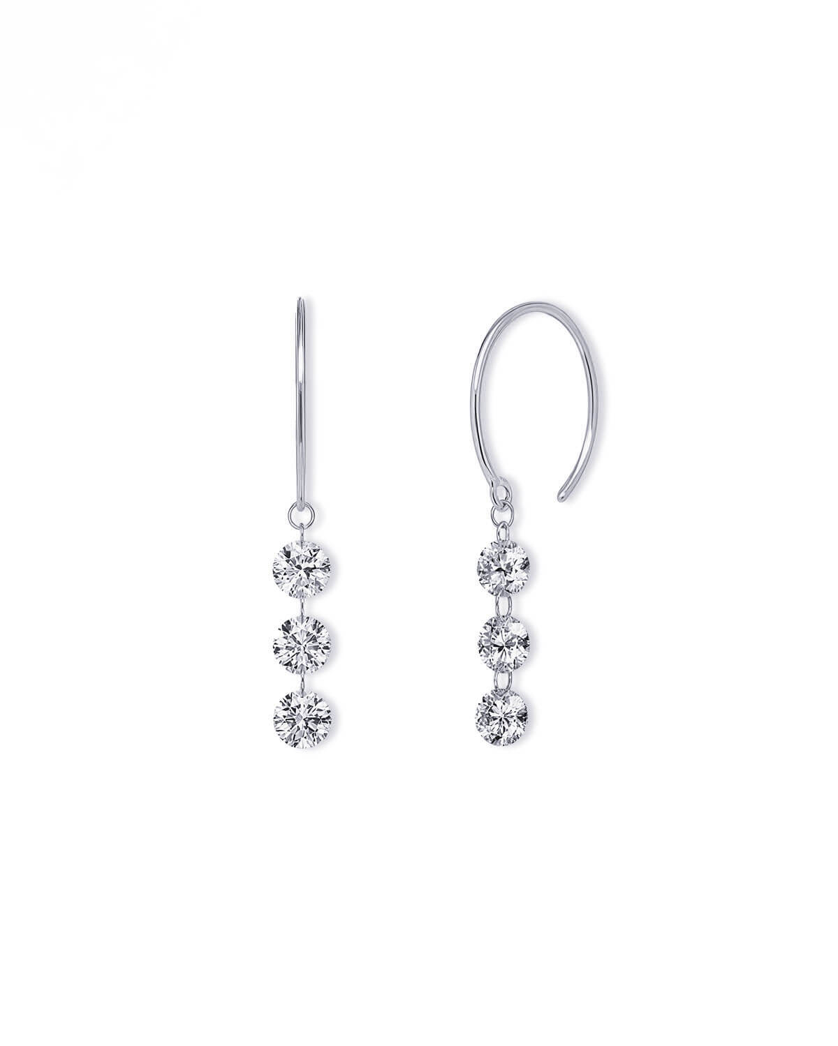 Serein Trio – Three Drilled Diamond Drop Earrings