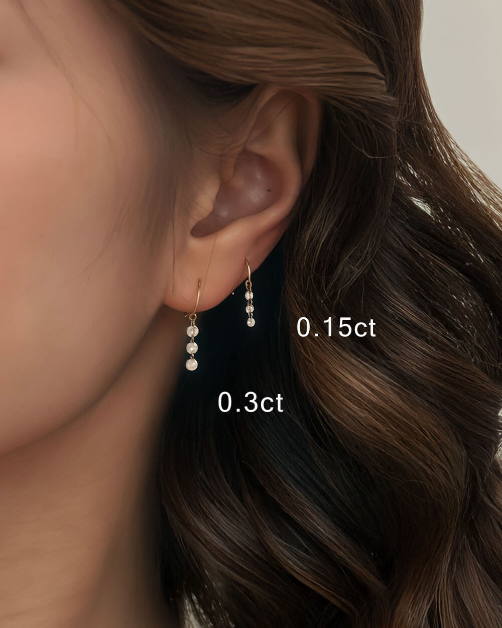 Serein Trio – Three Drilled Diamond Drop Earrings
