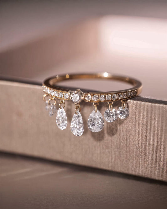 Luna Drip – Pear Shaped Drilled Diamond Ring