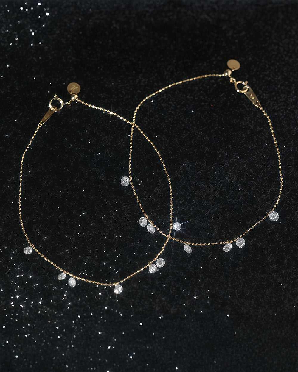 Luna Grace – 7 Diamonds Gold Bead Bracelet