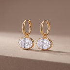 Dual Gleam – Georgian Cut-Down Oval Lab-Grown Diamond Huggie Drop Earrings