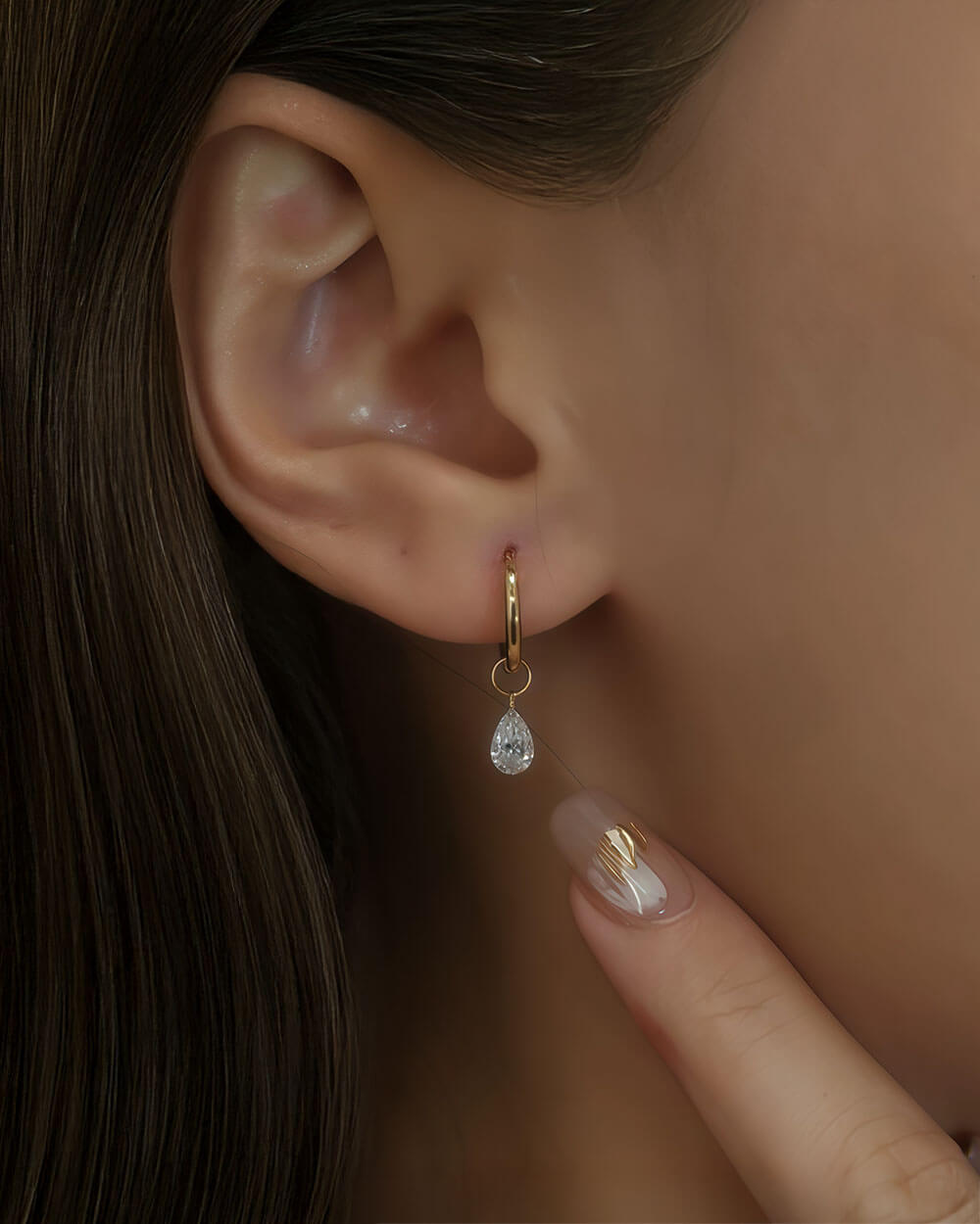 Nova Drop – Pear Drilled Diamond Earring