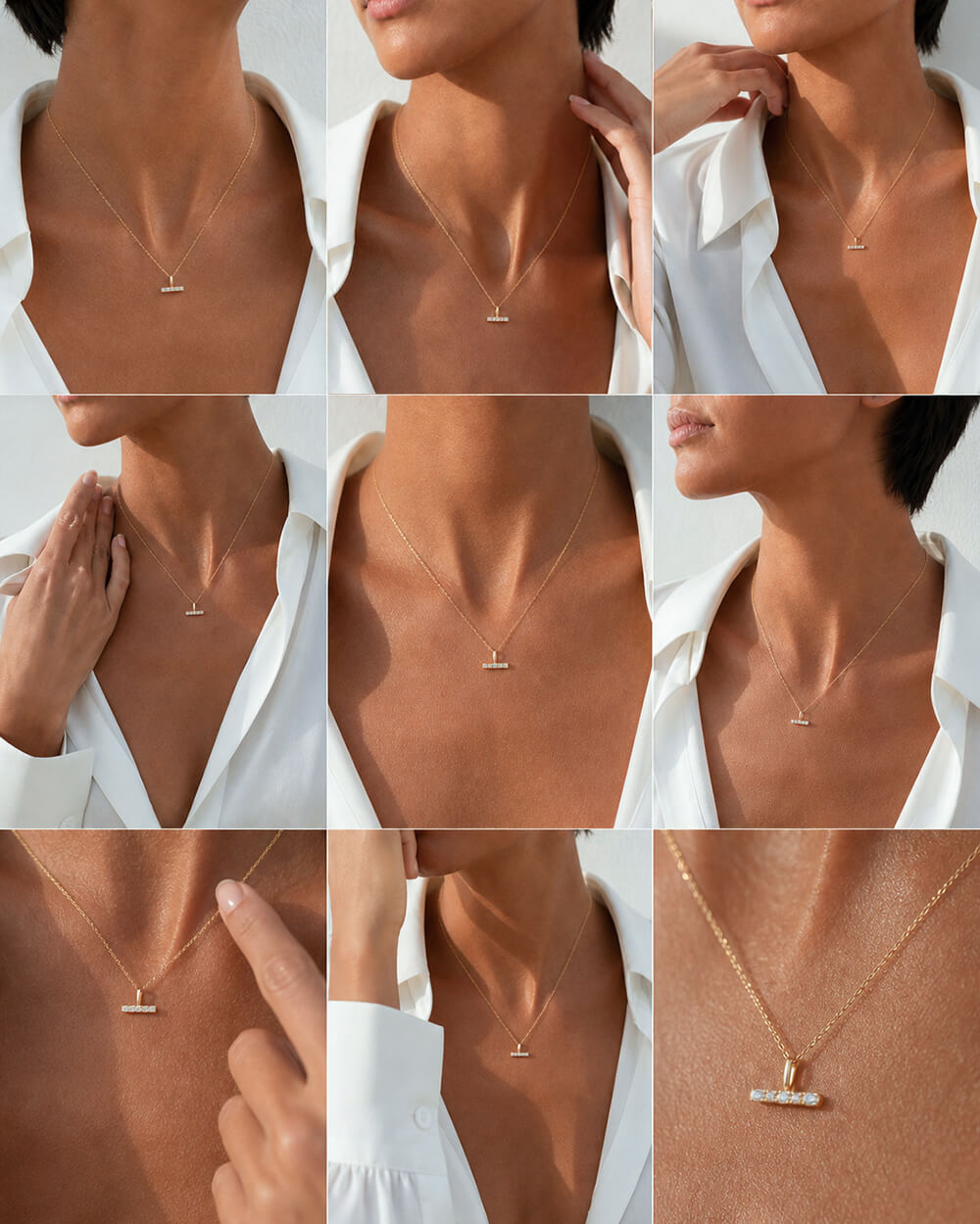Aveline Small Diamond T Bar Necklace