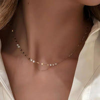 Celeste Drilled Diamond Sequin Chain Necklace