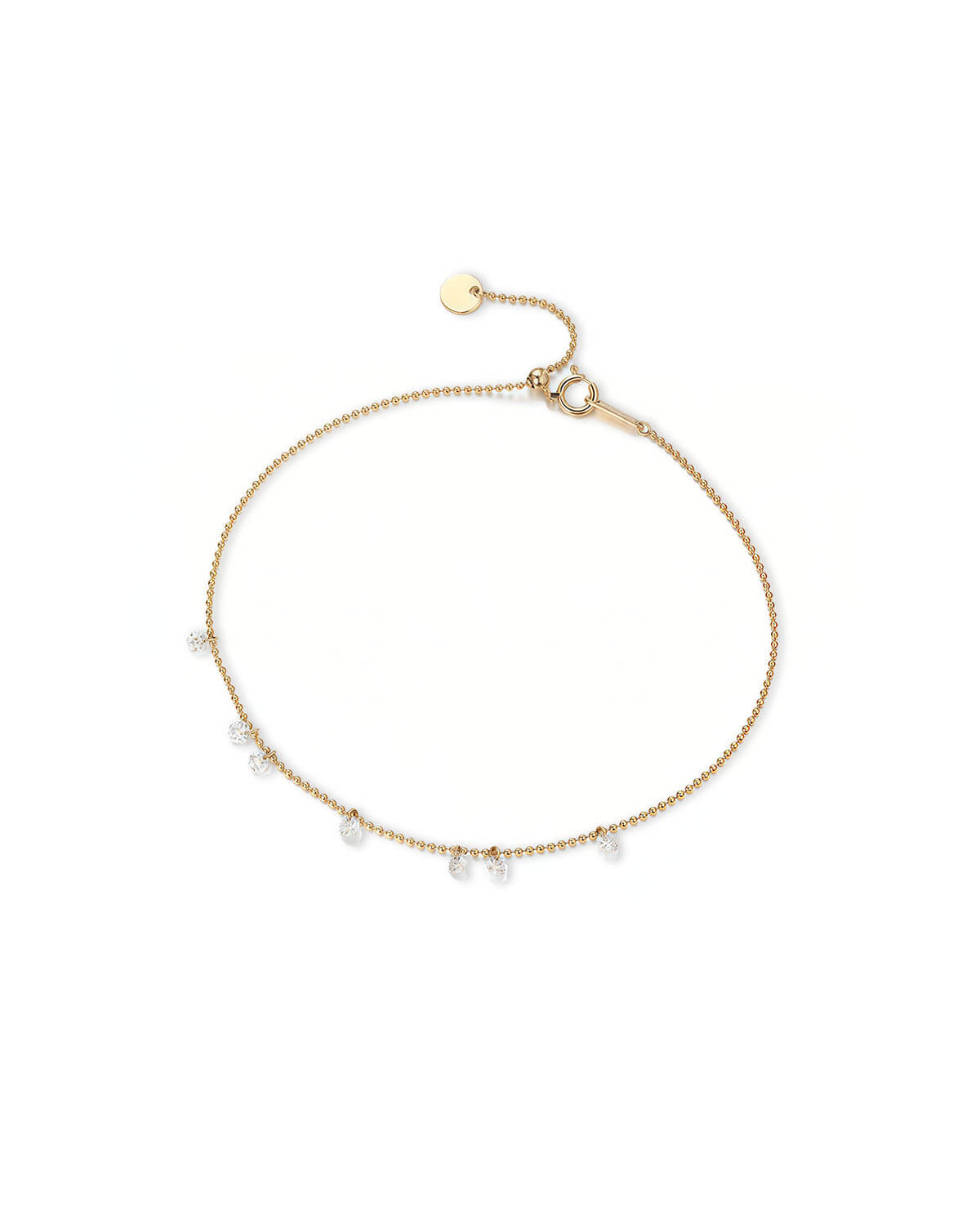 Luna Grace – 7 Diamonds Gold Bead Bracelet