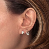 Dual Gleam – Pear & Radiant Diamond Huggie Earrings