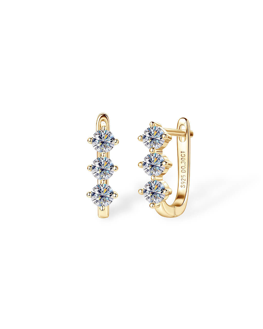 Liberty Orbit - Triple Stone Huggies Earrings