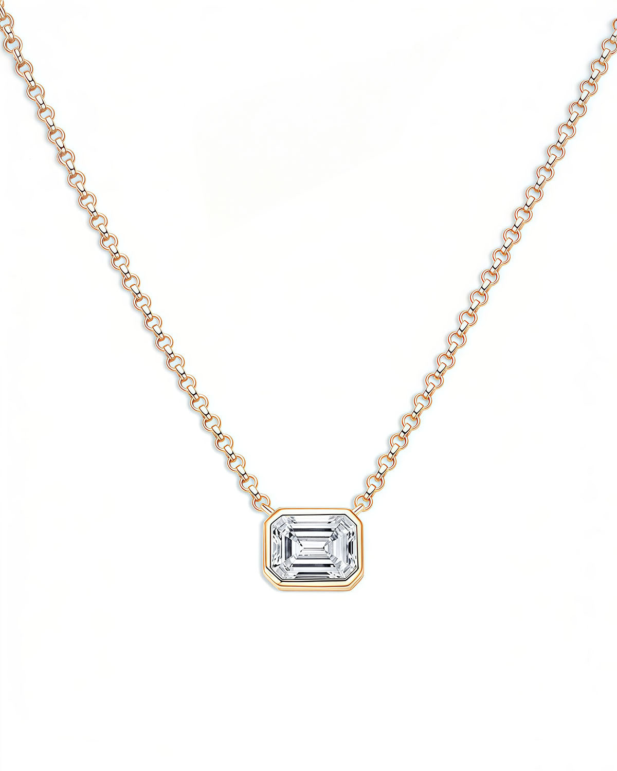 Asteria Glow – Emerald Cut Solitaire Necklace