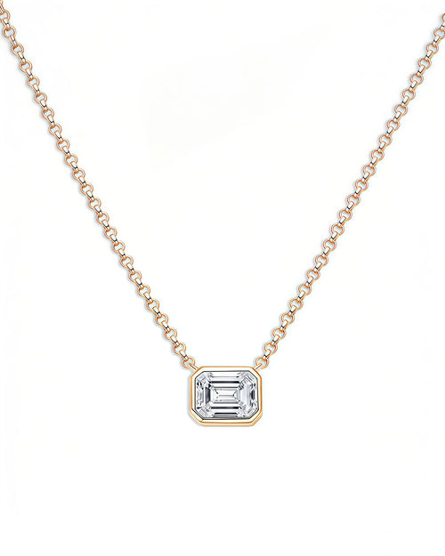 Asteria Glow – Emerald Cut Solitaire Necklace