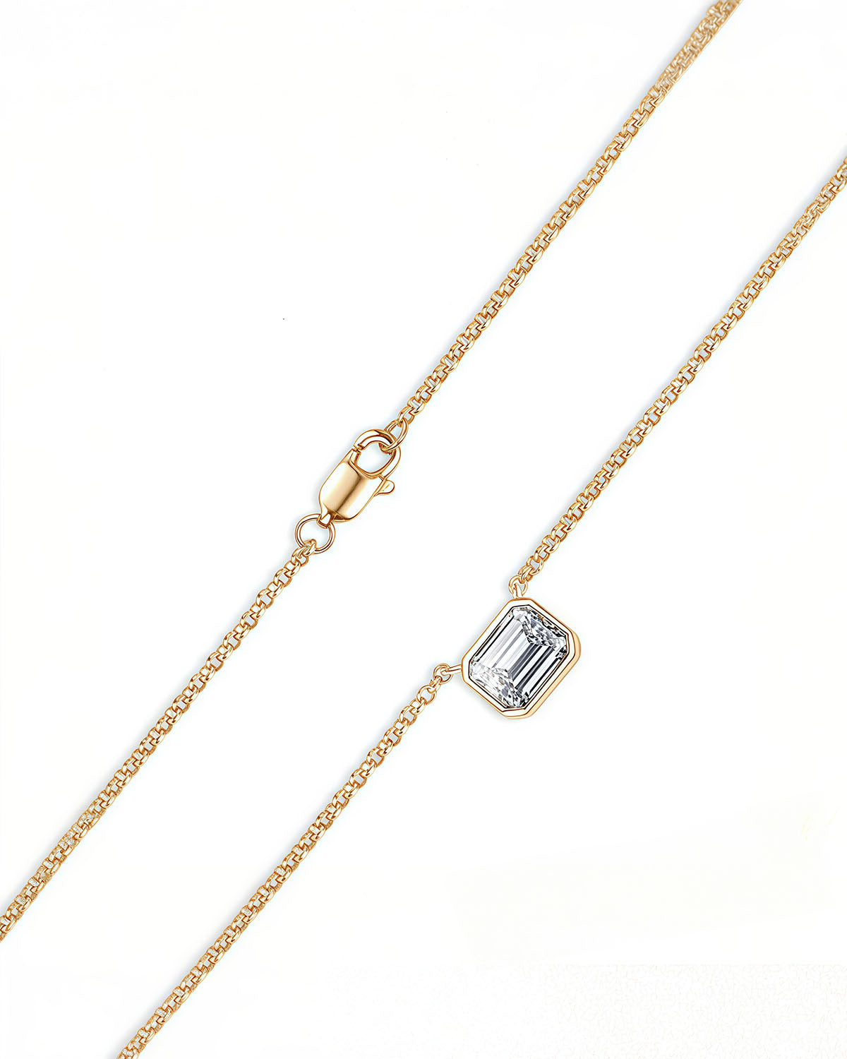 Asteria Glow – Emerald Cut Solitaire Necklace