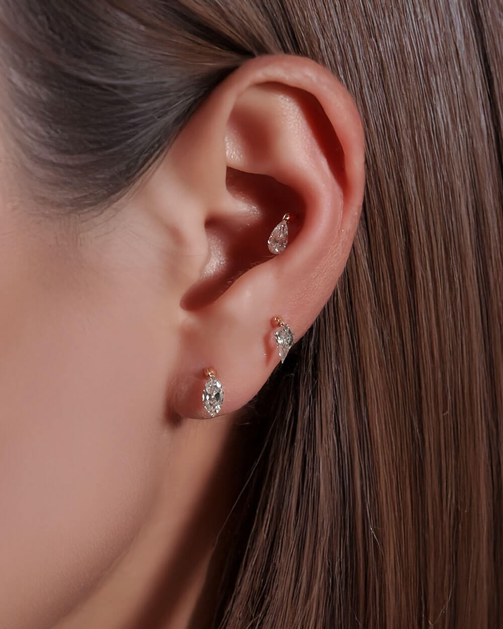 Mira Shapes – Drilled Lab Diamond Stud Earrings