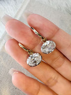 Dual Gleam – Georgian Cut-Down Oval Lab-Grown Diamond Huggie Drop Earrings