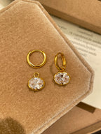Dual Gleam – Georgian Cut-Down Oval Lab-Grown Diamond Huggie Drop Earrings