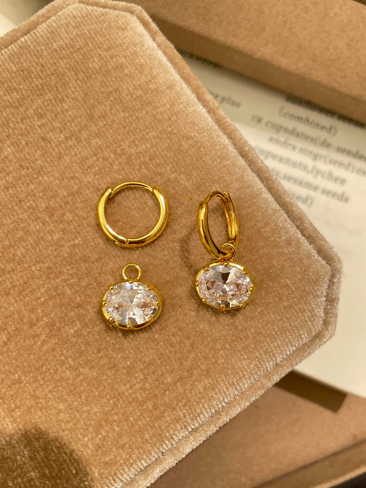 Dual Gleam – Georgian Cut-Down Oval Lab-Grown Diamond Huggie Drop Earrings