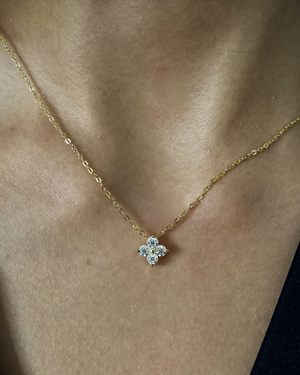 Ivy Spark – Four Stone Lucky Clover Necklace