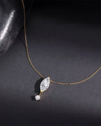 Stellar Drop – Marquise & Round Diamond Pendant Necklace