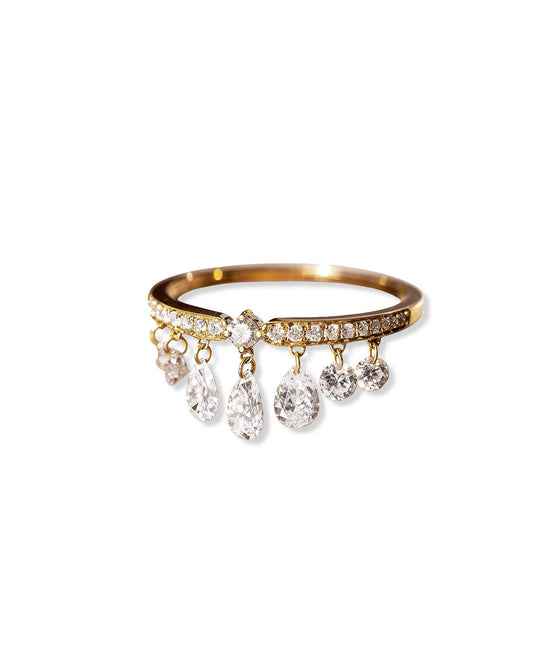 Luna Drip – Pear Shaped Drilled Diamond Ring