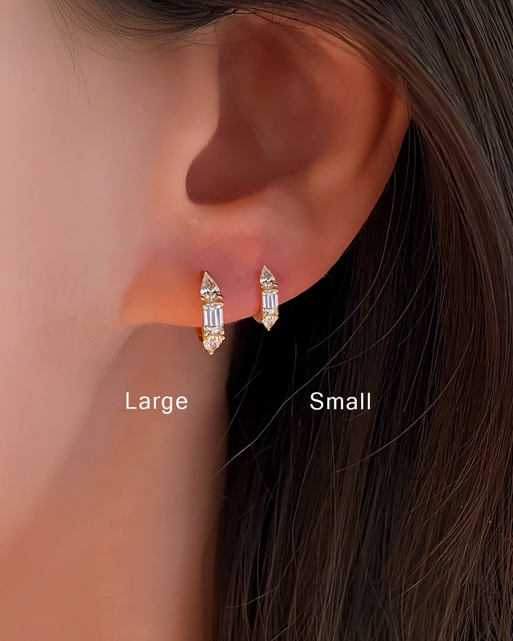 Sora Embrace – Emerald & Pear Cut Huggie Earrings