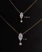 Stellar Drop – Marquise & Round Diamond Pendant Necklace