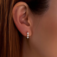 Liberty Orbit - Triple Stone Huggies Earrings
