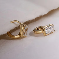 Dual Gleam – Pear & Radiant Diamond Huggie Earrings