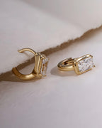 Dual Gleam – Pear & Radiant Diamond Huggie Earrings