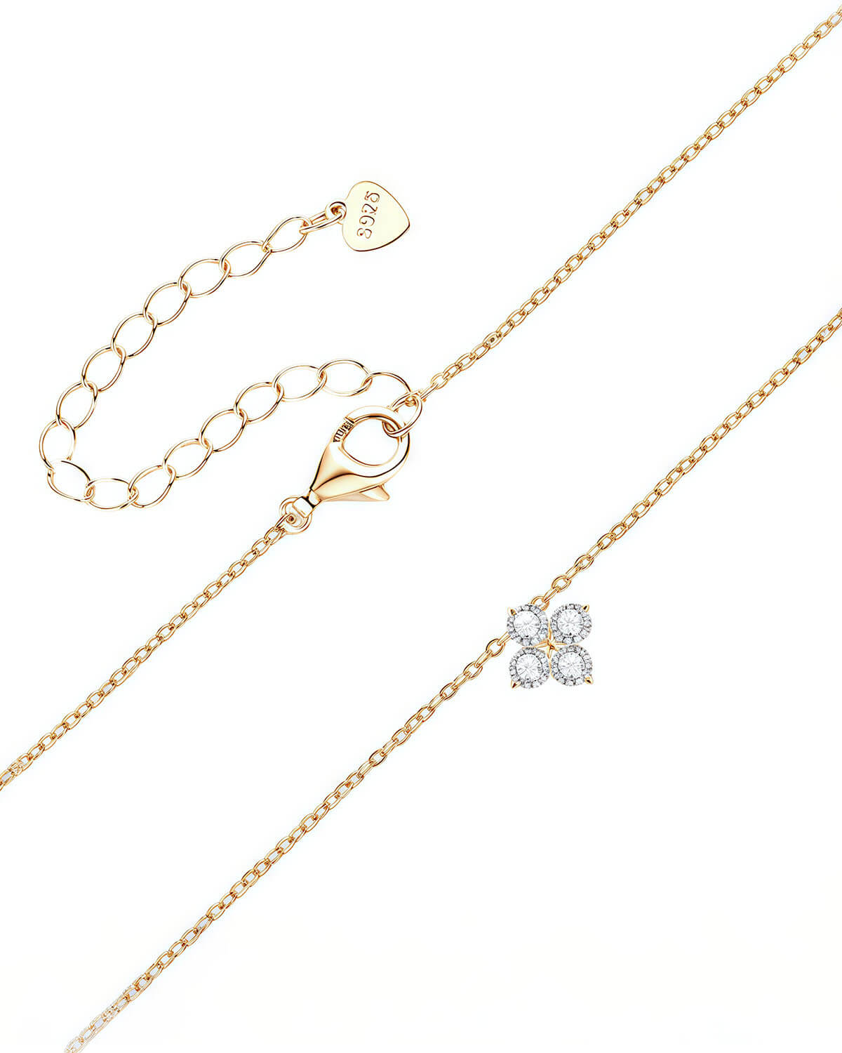 Ivy Spark – Four Stone Lucky Clover Necklace