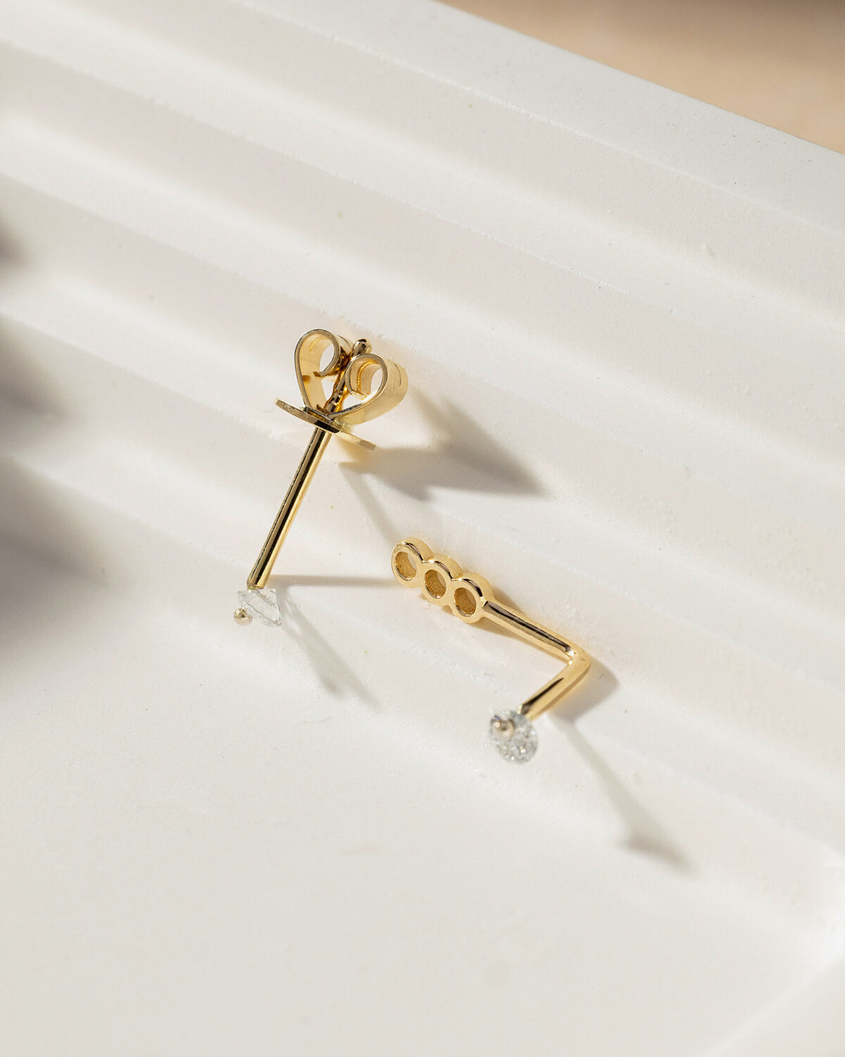 Marwen L-Shape Diamond Stud Earrings