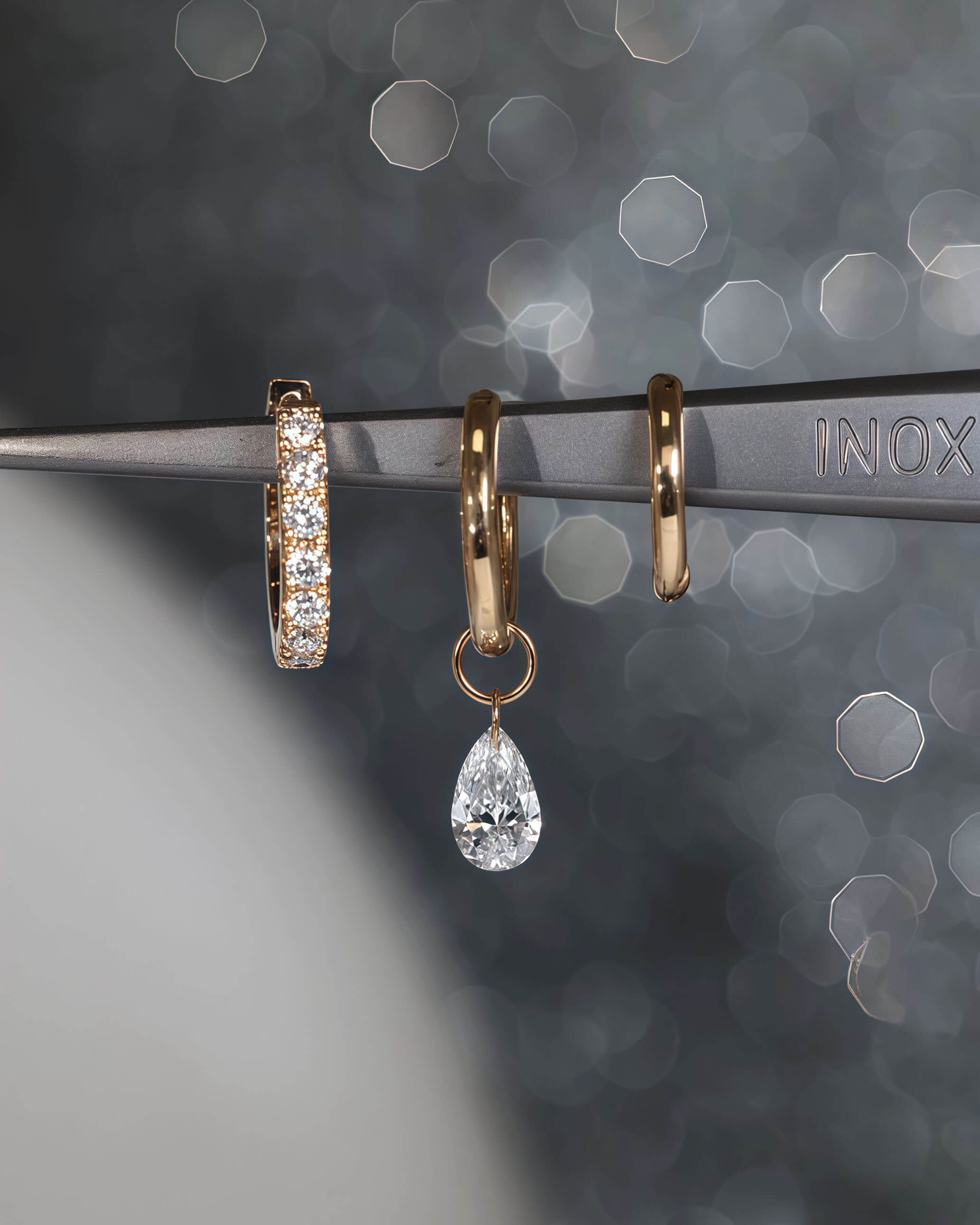 Nova Drop – Pear Drilled Diamond Earring