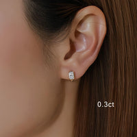 Dual Gleam – Pear & Radiant Diamond Huggie Earrings