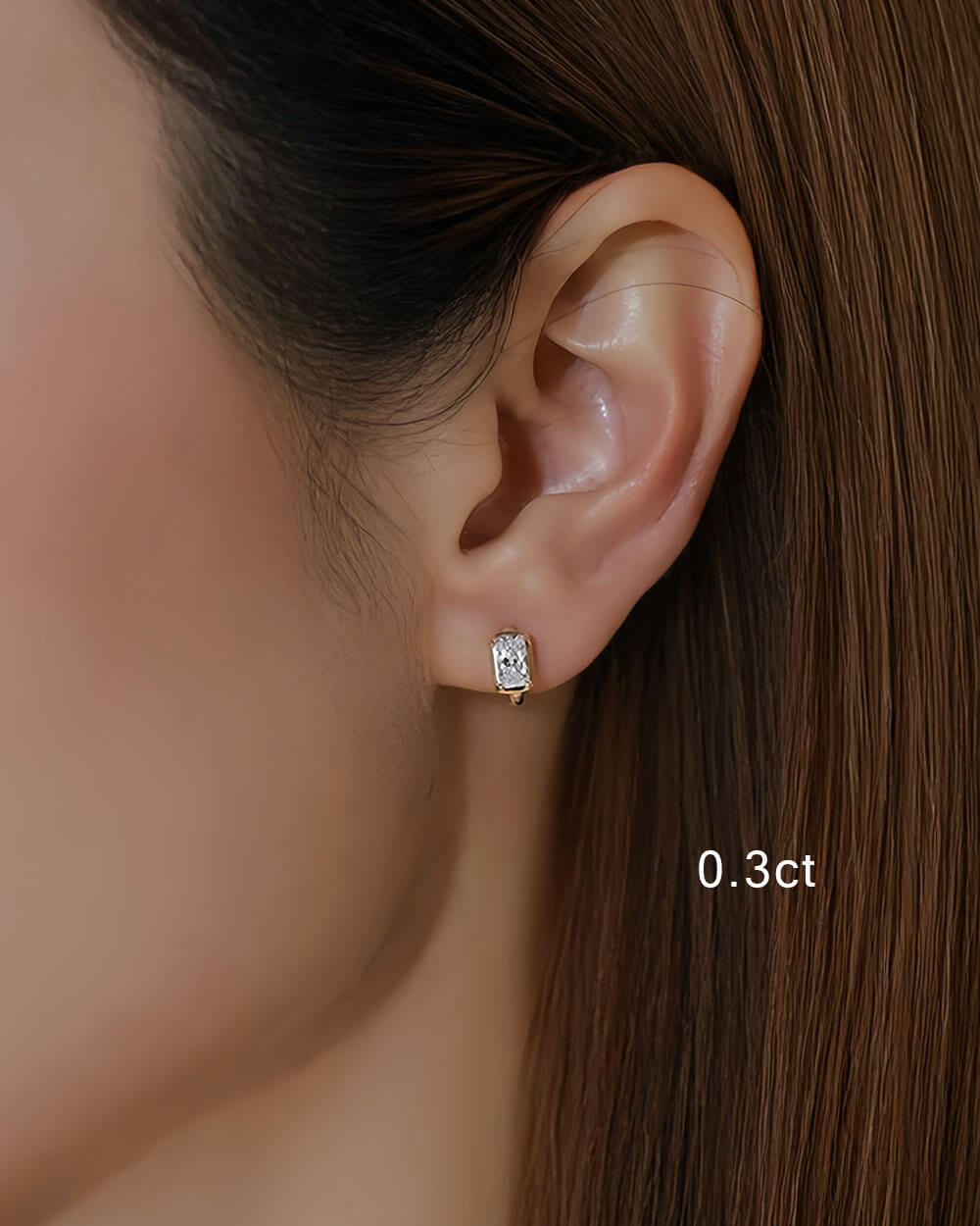 Dual Gleam – Pear & Radiant Diamond Huggie Earrings