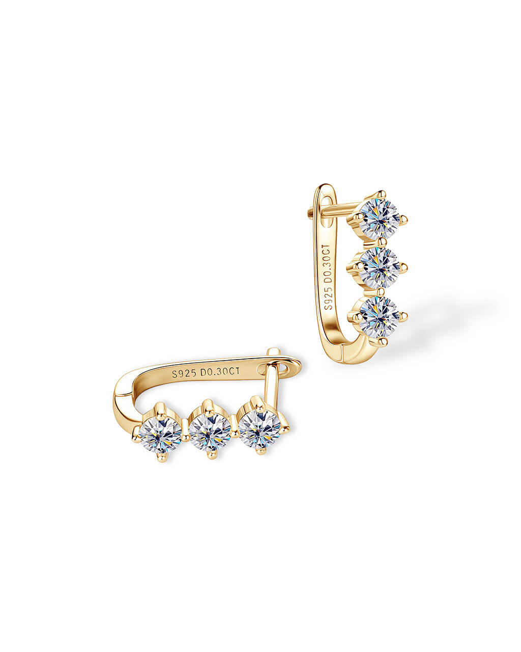 Liberty Orbit - Triple Stone Huggies Earrings