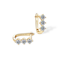 Liberty Orbit - Triple Stone Huggies Earrings