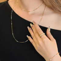 Celeste Drilled Diamond Sequin Chain Necklace