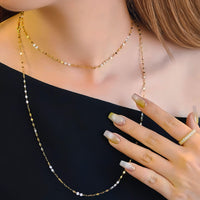 Celeste Drilled Diamond Sequin Chain Necklace