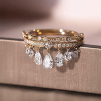 Luna Drip – Pear Shaped Drilled Diamond Ring