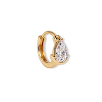 Dual Gleam – Pear & Radiant Diamond Huggie Earrings