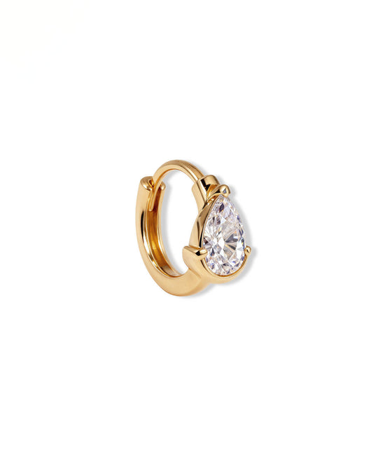 Dual Gleam – Pear & Radiant Diamond Huggie Earrings