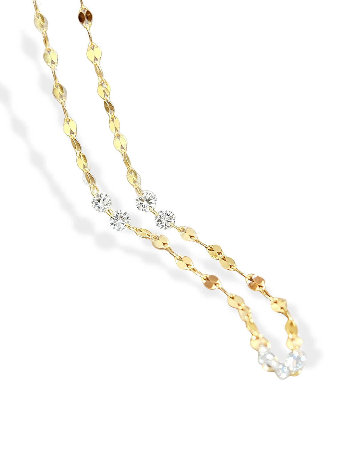 Celeste Drilled Diamond Sequin Chain Necklace