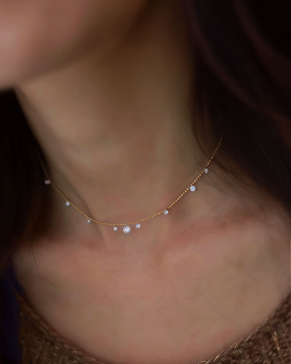 Stella Flow – 11 Diamonds Bead Necklace