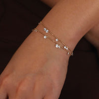 Luna Grace – 7 Diamonds Gold Bead Bracelet