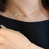 Celeste Drilled Diamond Sequin Chain Necklace