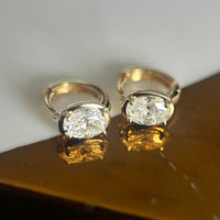 Dual Gleam – Pear & Radiant Diamond Huggie Earrings