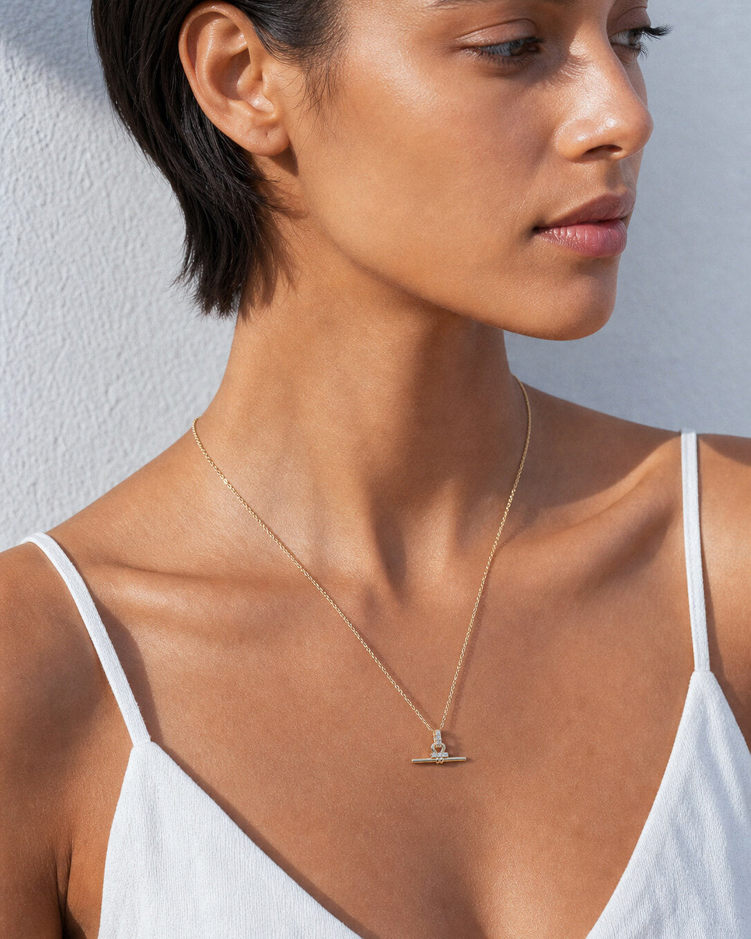 Vela Princess Lab Diamond T Bar Pendant