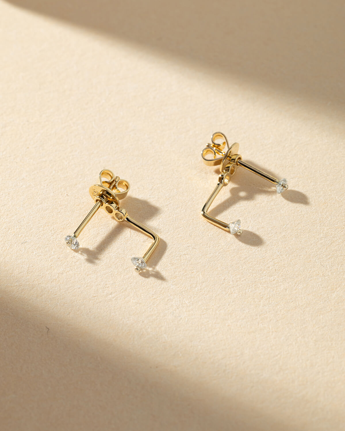 Marwen L-Shape Diamond Stud Earrings