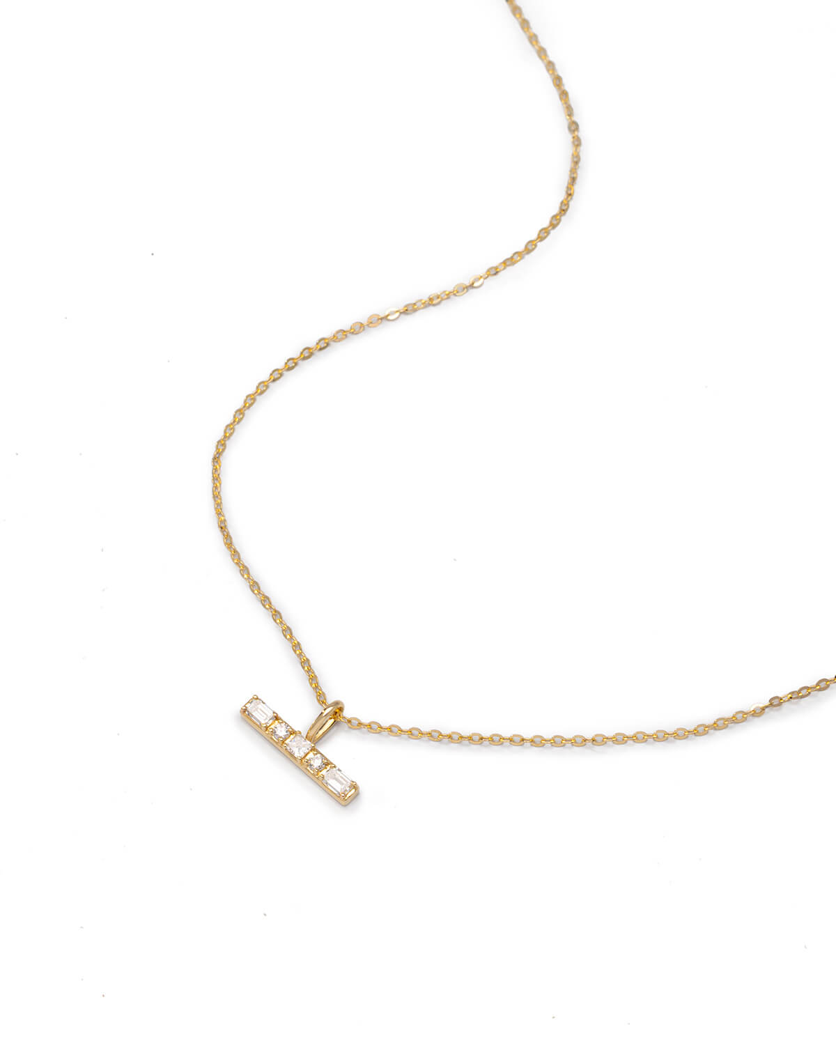 Aveline Small Diamond T Bar Necklace