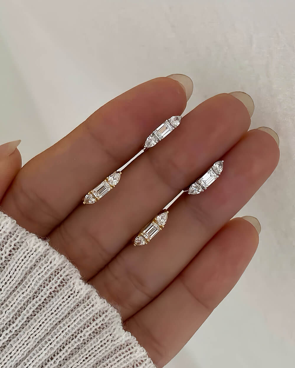 Sora Embrace – Emerald & Pear Cut Huggie Earrings