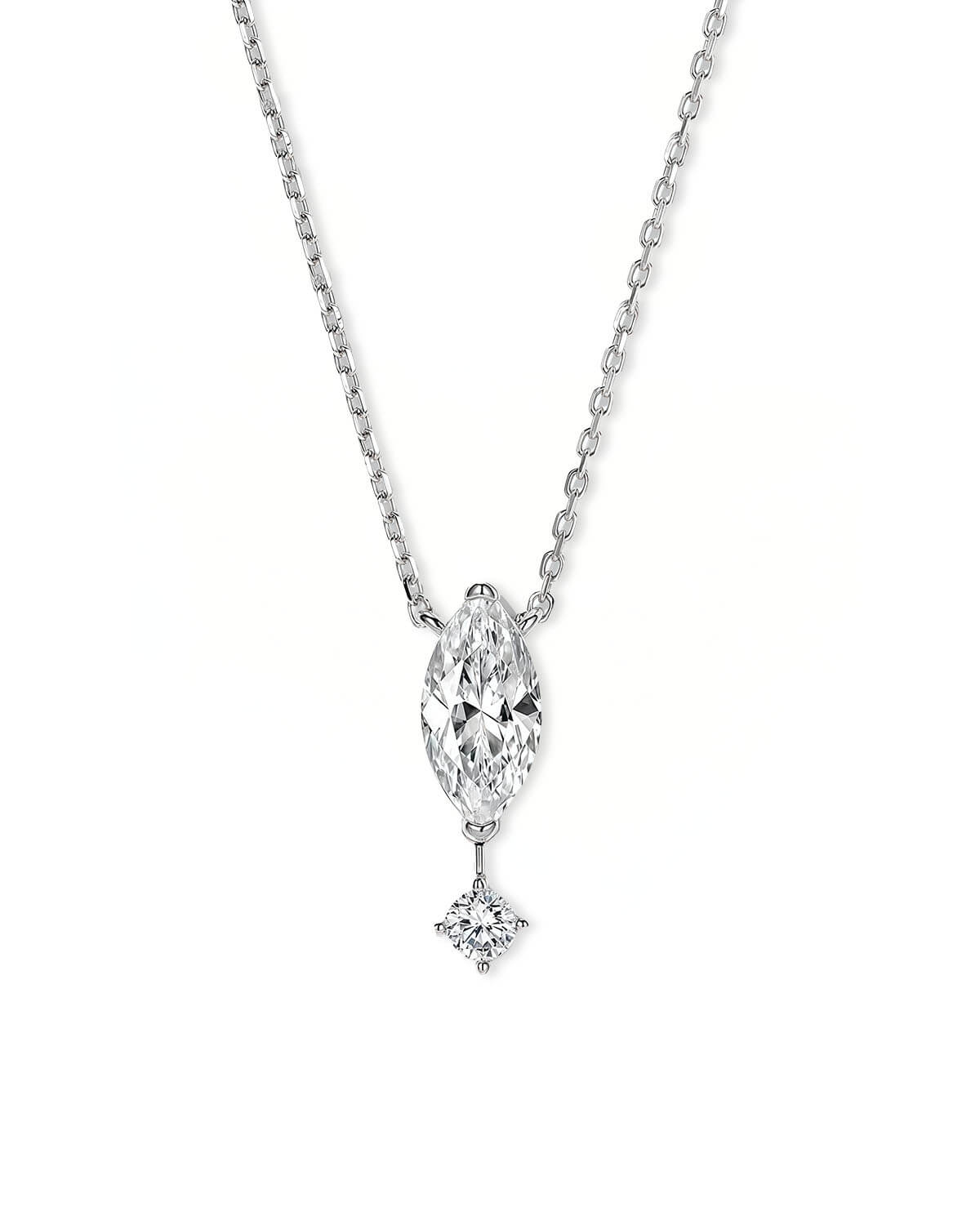 Stellar Drop – Marquise & Round Diamond Pendant Necklace