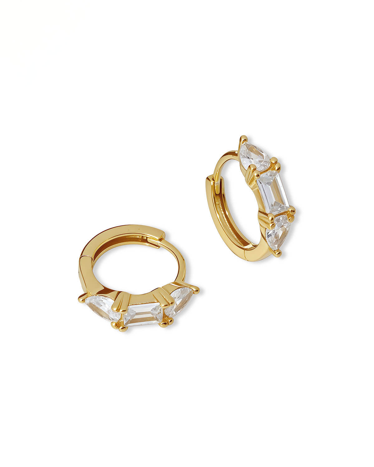 Sora Embrace – Emerald & Pear Cut Huggie Earrings