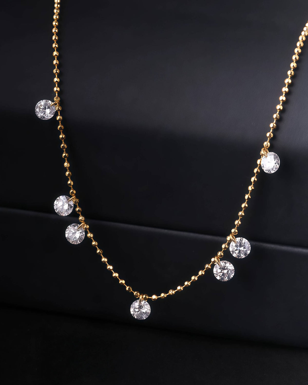 Luna Grace – 7 Diamonds Gold Bead Bracelet